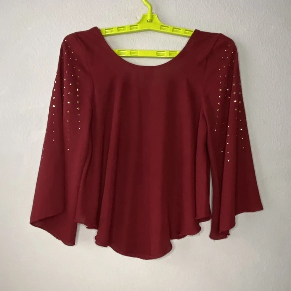 Dope Choice | Women's Wine Red Flowy sleeve Blouse Size S - Picture 3 of 4